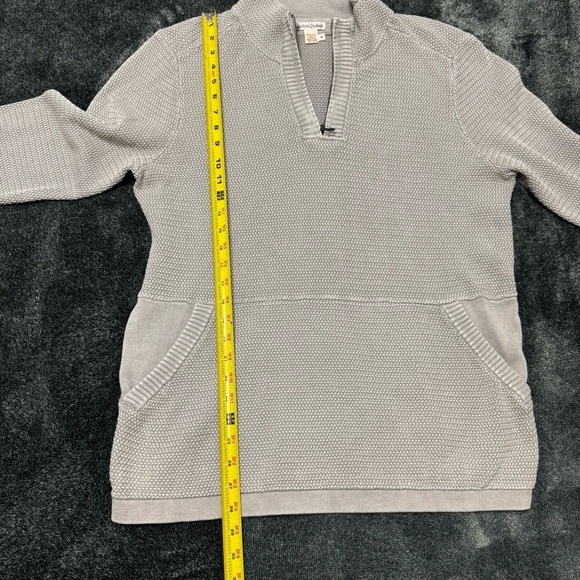 Carbon 2 Cobalt Gray/green Honeycomb Knit Quarter Zip Sweater Sz M - Picture 4 of 8